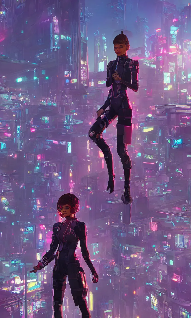 Image similar to zendaya as a cyberpunk hero standing on the rooftop of cybertown, art poster, full body, t - pose, character design, ambient lighting, 4 k, lois van baarle, ilya kuvshinov, rossdraws, alphonse mucha, jung gi kim, dylan kowalsk, artstation