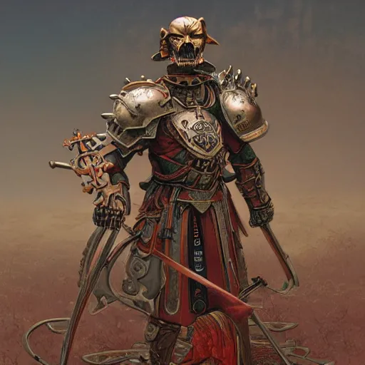 Image similar to anthropomorphic shiba inu, red metal skullknight armor, standing, graveyard of skulls tombs crosses, fantasy 3 d render, masterpiece, light aura, by donato giancola and greg rutkowski and wayne barlow and zdzisław beksinski, shiba inu realistic face