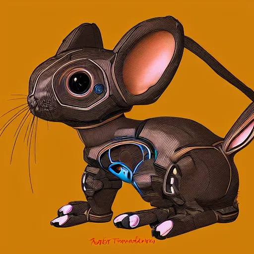 Prompt: rabbit robot, digital art in the style of alexander trufanov artstation