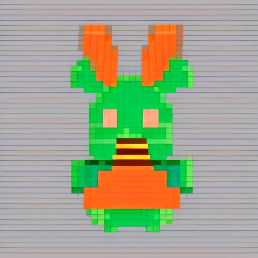 Image similar to A cute rabbit eating a carrot, pixel art