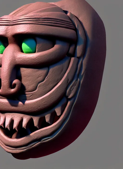 Image similar to tribal maya mask made out of playdough, zbrush, 3 d, 8 k, unreal engine, octane render, hyper quality