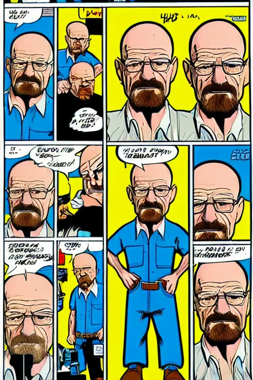 Image similar to walter white, in the style of dan parent, as drawn by dan parentfor archie comics,