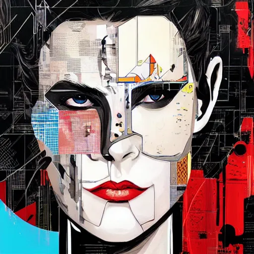 Image similar to a portrait of robot, by MARVEL comics and Sandra Chevrier