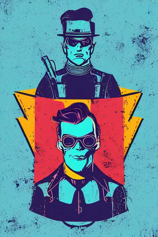 Image similar to fallout 7 6 retro futurist illustration art by butcher billy, sticker, colorful, illustration, highly detailed, simple, smooth and clean vector curves, no jagged lines, vector art, smooth andy warhol style