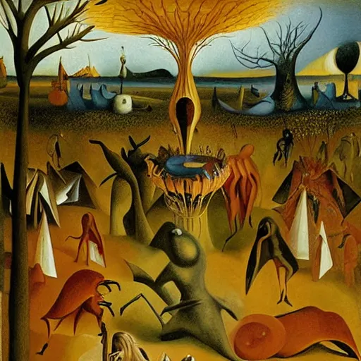 Image similar to the garden of earthly delights by remedios varo