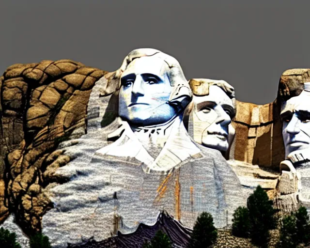 Prompt: 4 k hd, high resolution photograph of mount rushmore, shot with sigma f / 4. 2, 2 5 0 mm sharp lens, wide shot, volumetric lighting, high level texture render, unreal engine