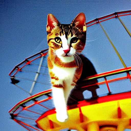 Image similar to !!! cat!!!, ( ferris wheel ), feline, sitting, riding, award winning photo