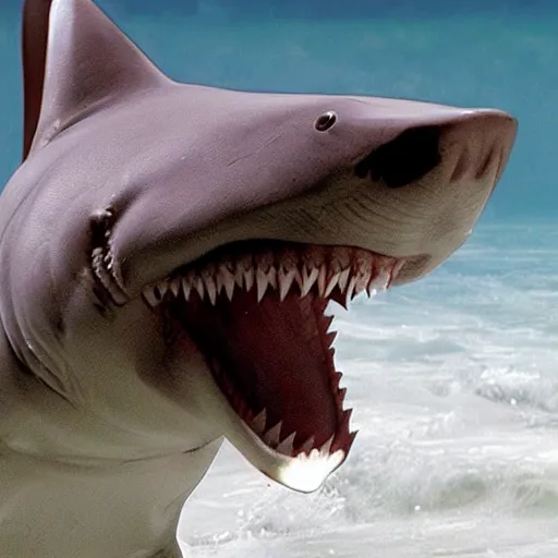 Image similar to barko the sharko, a rare breed of sharkdog or dogshark. a dog that is a shark.