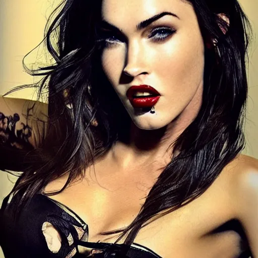 Image similar to megan fox with fangs!!!!! as vampire