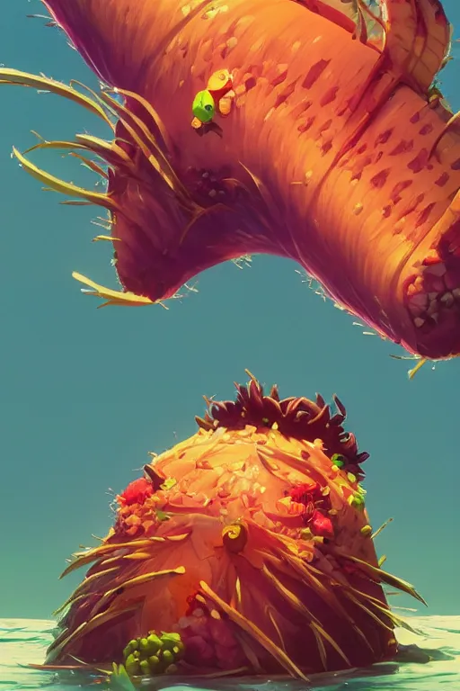 Image similar to 3 d render creature animal sushi cristal very big eye roots cactus elemental flush of force nature micro world fluo fishscale, comics gta 5 cover, official fanart behance hd artstation by jesper ejsing, by rhads, makoto shinkai and lois van baarle, ilya kuvshinov, ossdraws