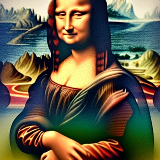 Image similar to a watercolor version of the mona lisa