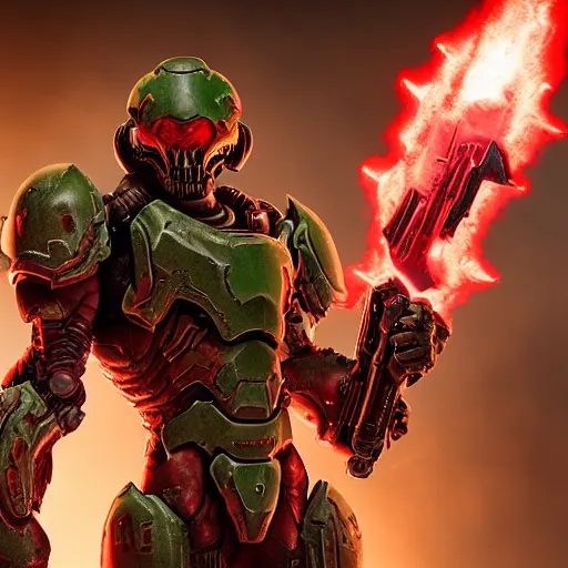 Image similar to doom slayer from doom eternal, photography