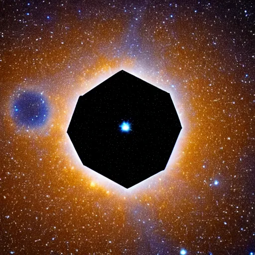 Image similar to photo of a hexagonal shaped hole in the night sky, made out of pure energy