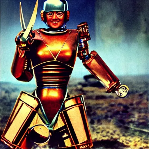 Prompt: dixie d'amelio as robot warrior