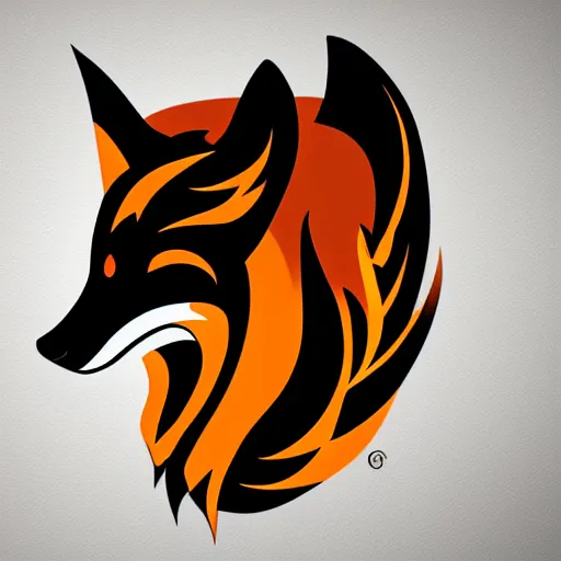 Prompt: a vector logo of a burning fox with flames style