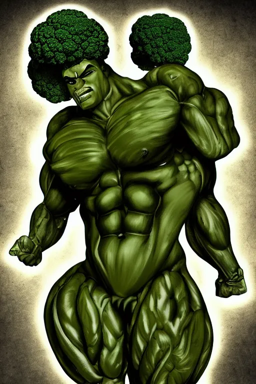 Image similar to ripped broccoli man body builder, highly detailed, digital art, sharp focus, trending on art station