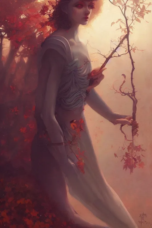 Image similar to a portrait tableau of the prince of autumn, by peter mohrbacher and thomas cooper gotch