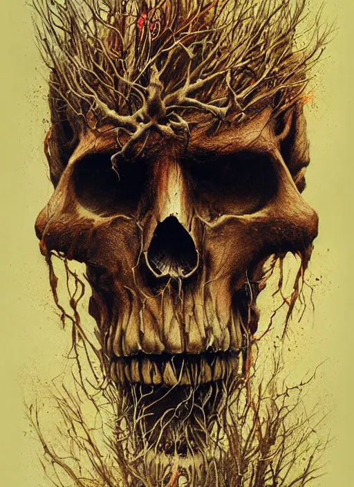 Image similar to bigfoot death tarot card, highly detailed, half skull face, cinematic, 8 k, by stanley artgermm, tom bagshaw, greg rutkowski, carne griffiths, ayami kojima, beksinski, giger, trending on deviantart, hyper detailed, horror, full of colour