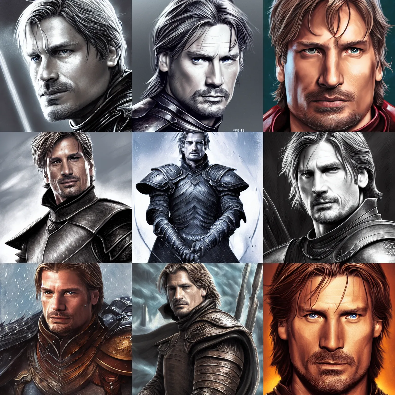 Prompt: jaime lannister by wei wang, detailed, blizzard promo illustration