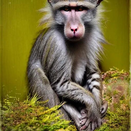 Image similar to a cat - mandrillbaboon - hybrid, animal photography