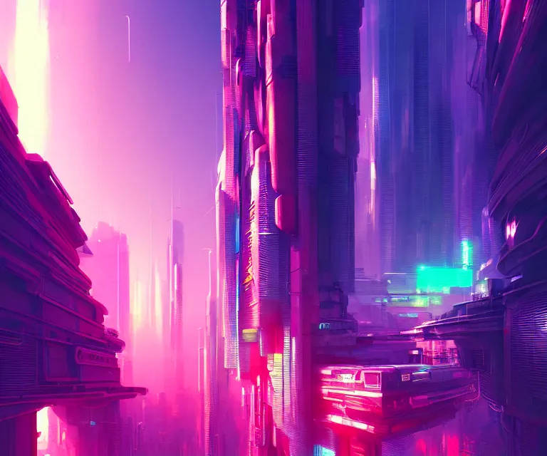 Image similar to a colorful fututistic city, sci - fi by yoshitaka amano and alena aenami, trending on artstation, 8 k, high resolution, insanely detailed and intricate, beautiful, matte painting, unreal engine