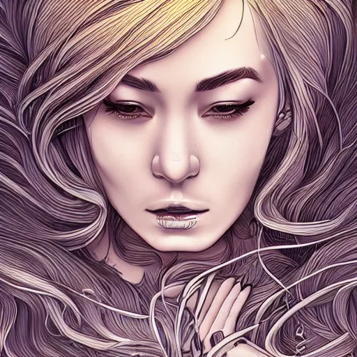 Image similar to gold and silver tones, cybernetic princess, style of moebius, james jean, mcbess, long glowing ethereal hair, cinematic, highly detailed, award winning, 8 k photorealistic