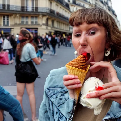 Image similar to satan eating ice cream in paris