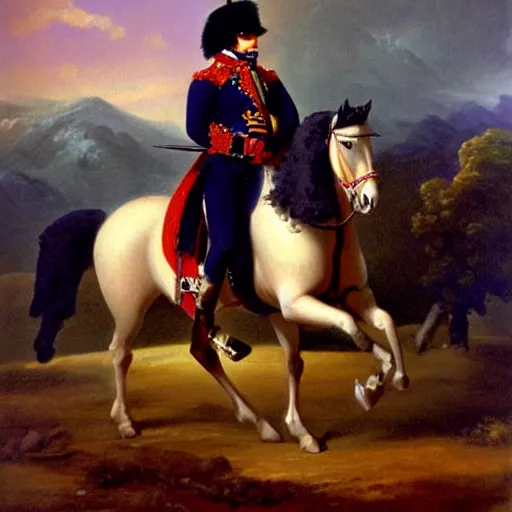 Image similar to painting of napoleon bonaparte on his horse by bob ross