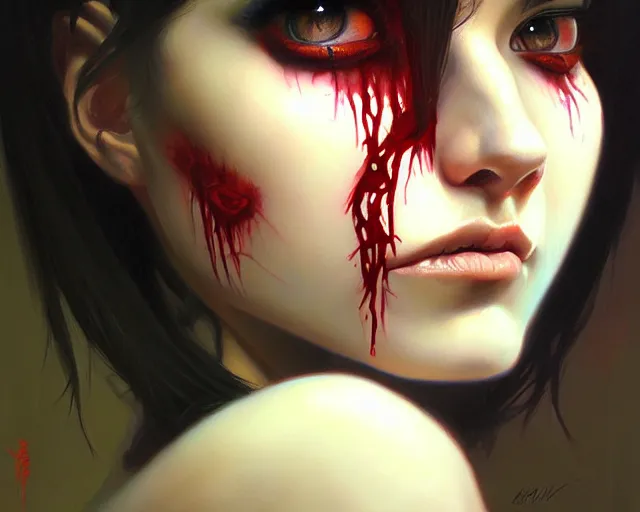 Image similar to a ultradetailed beautiful portrait panting of a pretty zombie woman in distress, oil painting, by ilya kuvshinov, greg rutkowski and makoto shinkai, trending on artstation