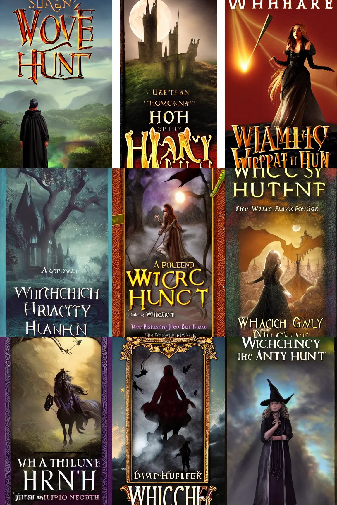 Prompt: A fantasy book cover for the novel Witchhunt