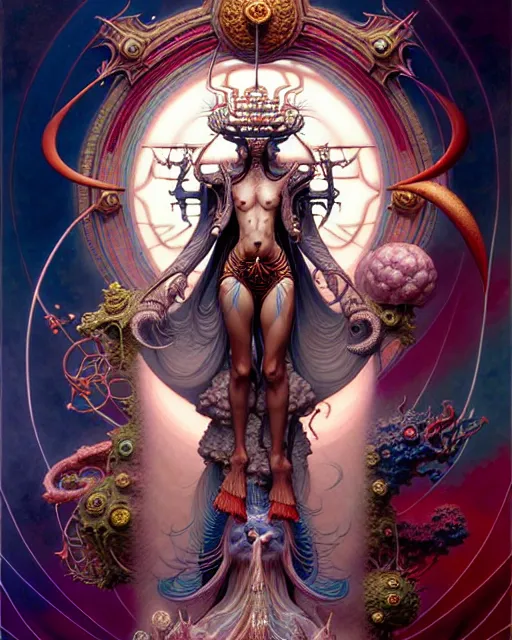 Prompt: the hierophant tarot card, fantasy character portrait made of fractals, ultra realistic, wide angle, intricate details, the fifth element artifacts, highly detailed by peter mohrbacher, hajime sorayama, wayne barlowe, boris vallejo, aaron horkey, gaston bussiere, craig mullins