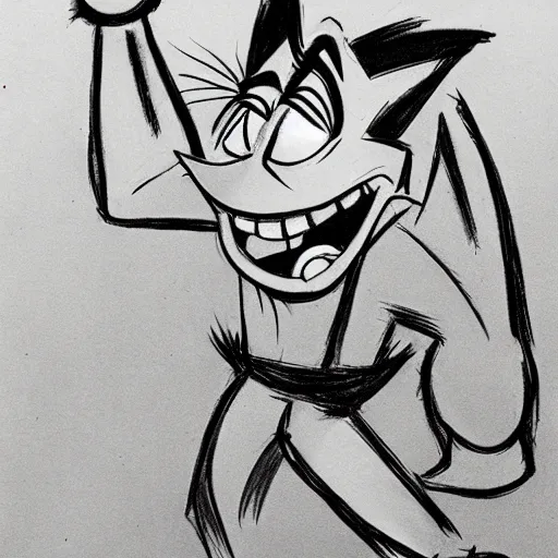 Image similar to milt kahl sketch of crash bandicoot