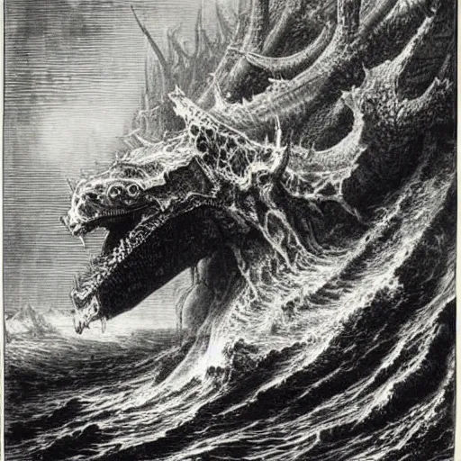 Prompt: leviathan by gustave dore
