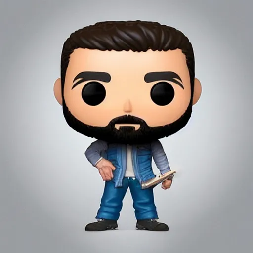 Image similar to “ very photorealistic photo of a hasan piker funko pop on a white background, award - winning details ”