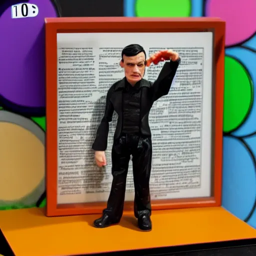 Prompt: alan turing discovering lsd, stop motion vinyl action figure, plastic, toy, butcher billy style