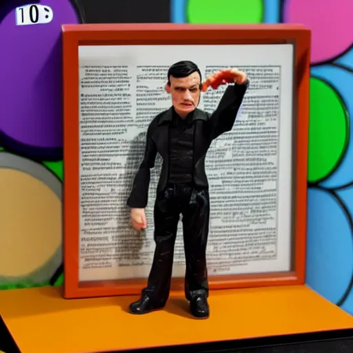 Image similar to alan turing discovering lsd, stop motion vinyl action figure, plastic, toy, butcher billy style