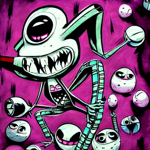 Image similar to Invader Zim!!!, in the style of artist Kim Jung Gi,