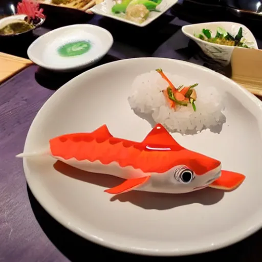 Image similar to baby shark served at a Japanese restaurant