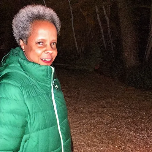 Image similar to chicago mayor lori lightfoot spotted on woodland trail cam night vision