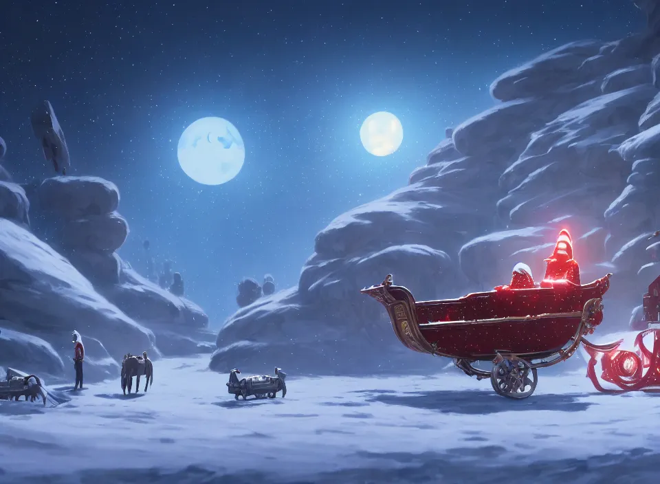 Image similar to extremely detailed concept art of a star wars santa sleigh by makoto shinkai and lois van baarle, ilya kuvshinov, rossdraws, global illumination, octane render, digital art, trending on artstation, sharp focus, 4 k