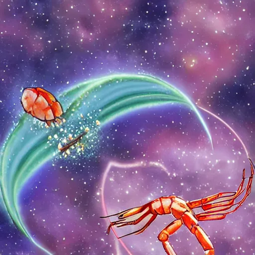 Image similar to divine shrimp in space