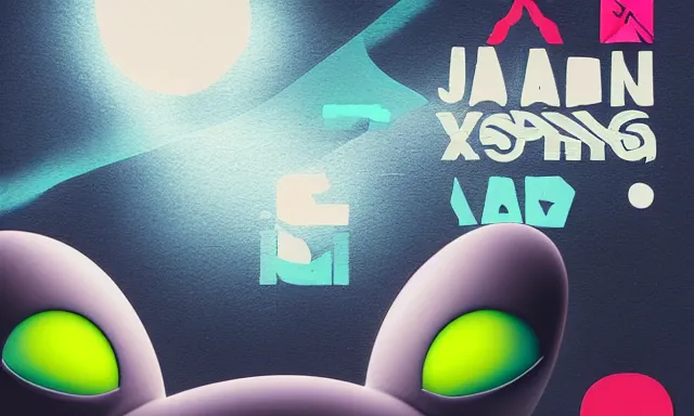 Image similar to Japan sightseeing, a poster design for a contemporary graphic design exhibition, by KAWS, open negative space, clean color and neon fluorescent airbrush accents typographic graphic design volumetric octane render