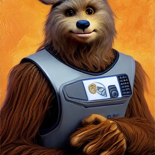 Prompt: a portrait of a wookie in a starfleet uniform star trek chief engineer. zootopia fursona furaffinity furry art detailed face highly detailed painting by gaston bussiere craig mullins jc leyendecker gustav klimt artgerm greg rutkowski furry