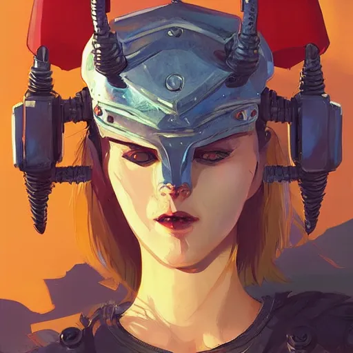 Image similar to cyberpunk viking helmet mask warrior goddess robot ninja fantasy, art gta 5 cover, official fanart behance hd artstation by jesper ejsing, by rhads, makoto shinkai and lois van baarle, ilya kuvshinov, ossdraws