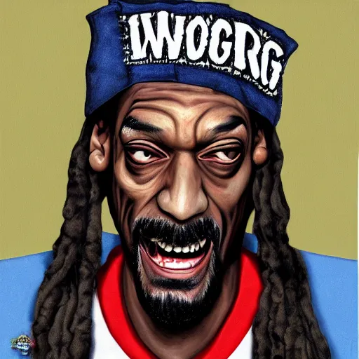 Prompt: snoop dog portrait screaming dementia creepy scary nightmare yelling horrifying, detailed, award winning,