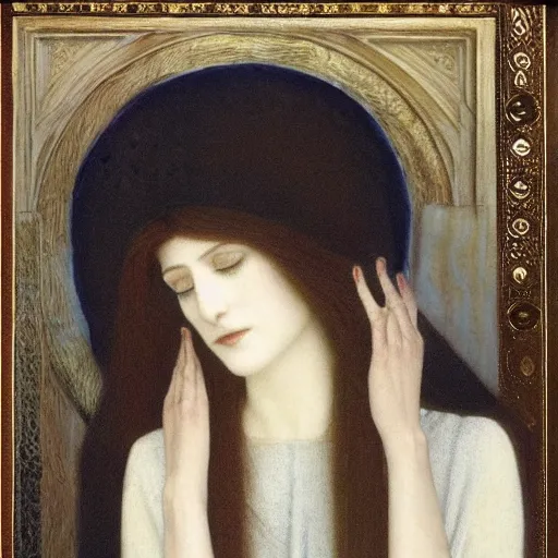 Prompt: Surely some revelation is at hand, surely the Second Coming is at hand, painted by Fernand Khnopff