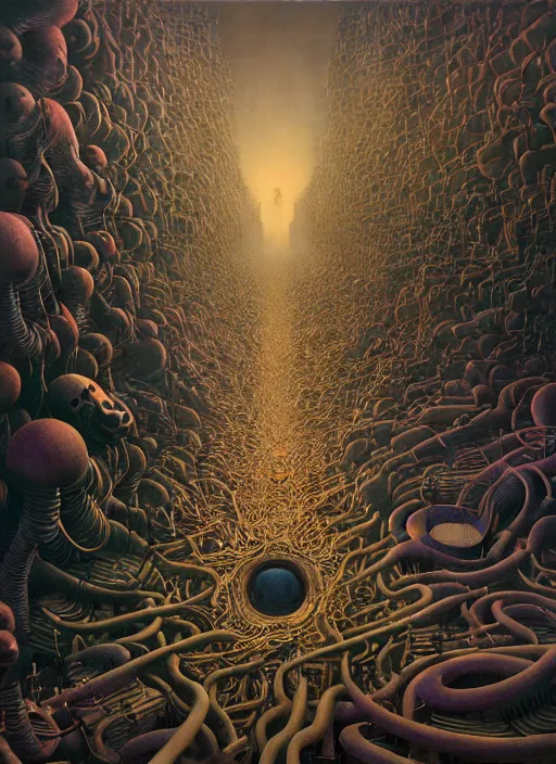 Image similar to hyper detailed 3d render like a Oil painting - the immanentization of the eschaton by Jacek Yerka, Mariusz Lewandowski, Houdini algorithmic generative render, Abstract brush strokes, Masterpiece, Edward Hopper and James Gilleard, Zdzislaw Beksinski, Mark Ryden, Wolfgang Lettl, hints of Yayoi Kasuma, octane render, 8k