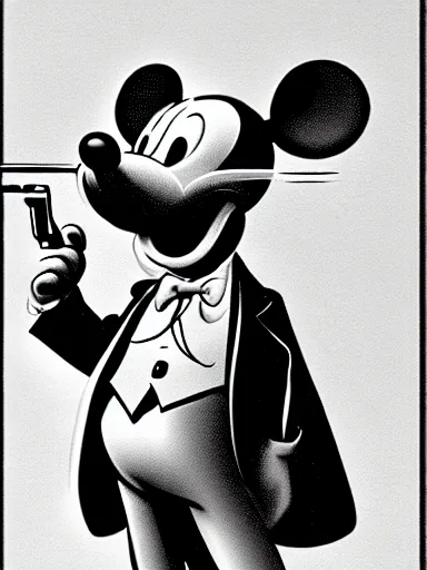 Image similar to an anthropomorphic mouse holding two guns, art by walt disney