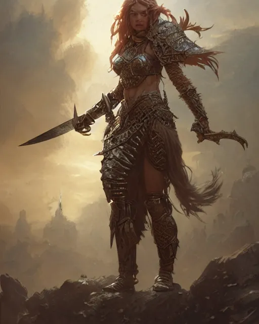 Image similar to a fierce warrior princess in full armor, fantasy character portrait, ultra realistic, concept art, intricate details, highly detailed by greg rutkowski, gaston bussiere, craig mullins, simon bisley