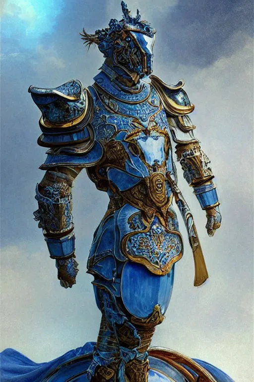 Prompt: portrait knights of Zodiac male, Chinese Blue and white porcelain reflected armor, in ruined Agora of Athens Sunrise, ssci-fi and fantasy, intricate and very very beautiful and elegant, highly detailed, Frostbite Engine, digital painting, artstation, concept art, smooth and sharp focus, illustration, art by tian zi and WLOP and alphonse mucha